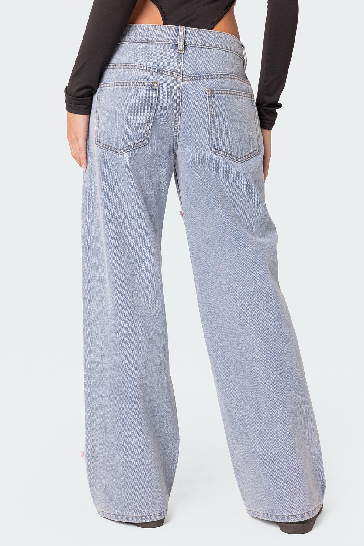 Low Rise Satin Bow Jeans